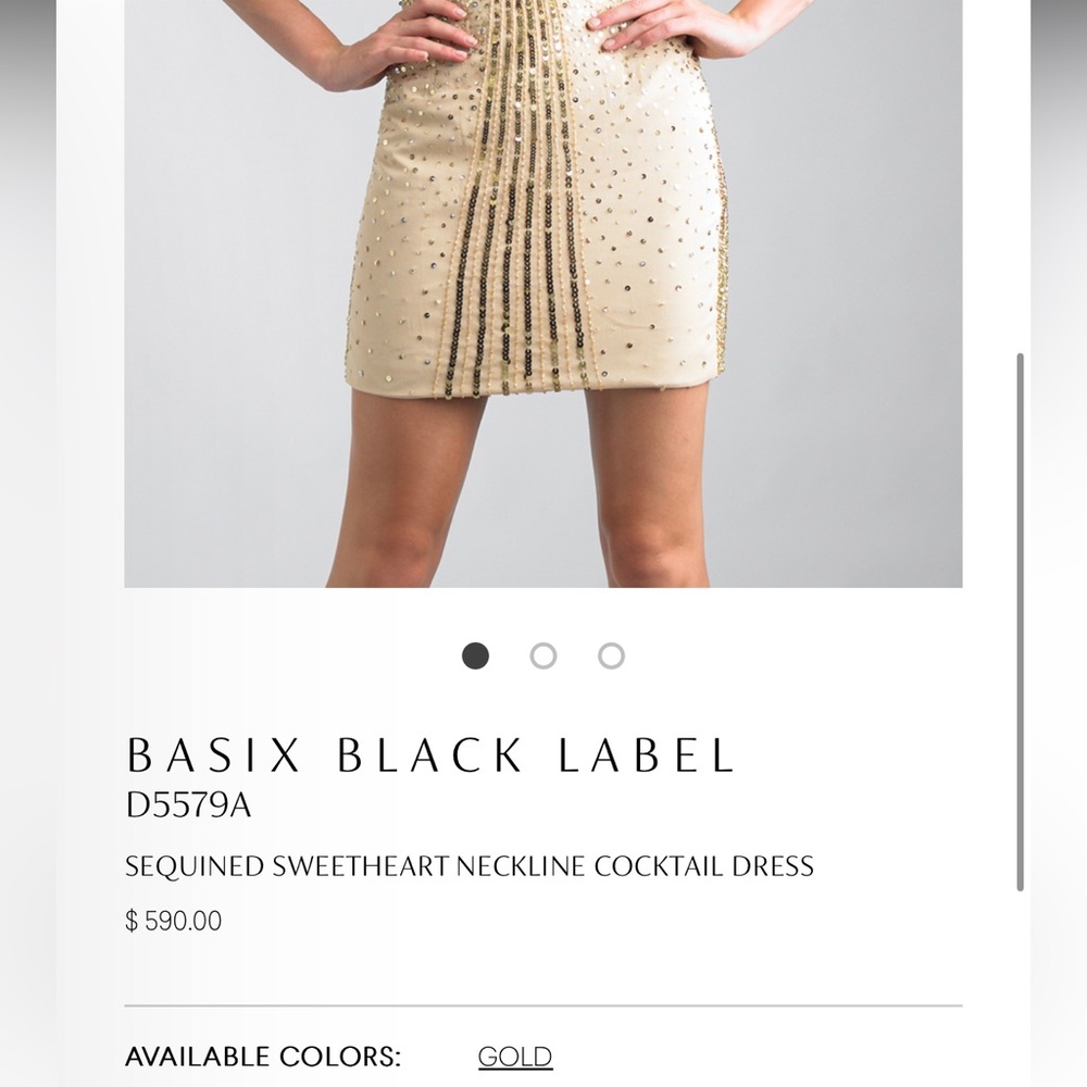 Basix Black Label Gold Sequin beaded embellished silk stone Strapless mini Dress - Picture 5 of 17